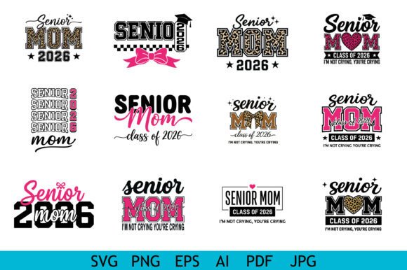 Colorful Senior Mom 2026 Bundle Graphics for Crafts
