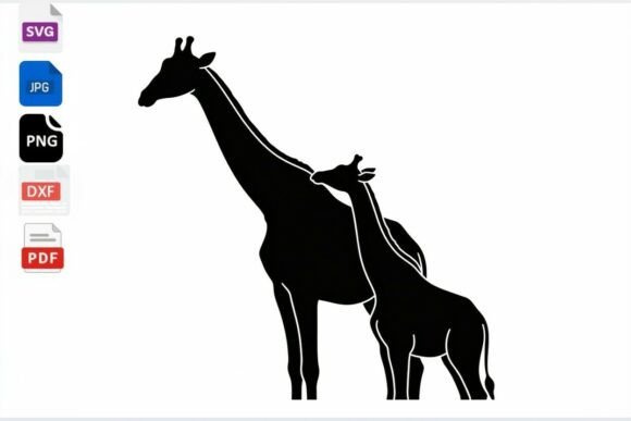 Giraffe Mom and Baby SVG for Crafts & Graphics