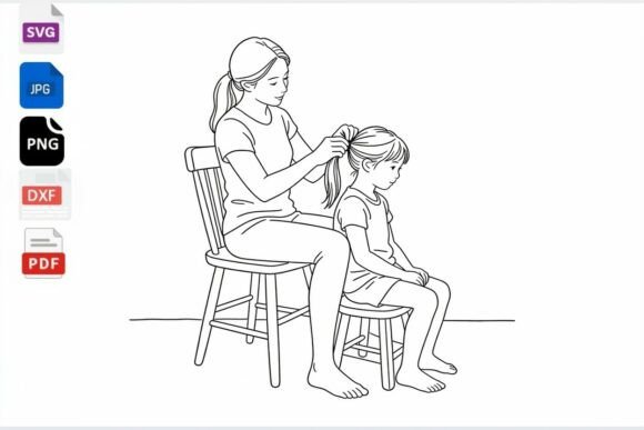Mom Brushing Daughter Hair SVG Review