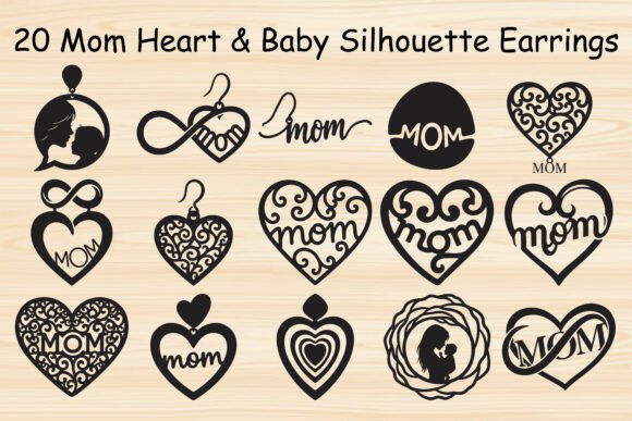 Mom Heart Baby Earring Graphics for Crafts