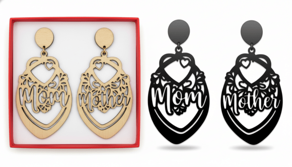 Mom Mother Heart Floral Laser Cut: Graphics for Crafts