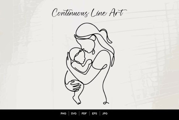Mother and Child Line Art: Graphics for Crafts