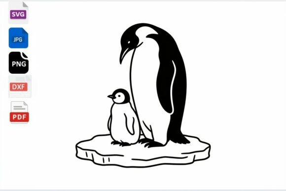 Penguin Mom & Baby Ice Floe SVG for Crafts