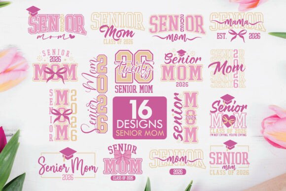 Senior Mom 2026 Coquette Bow SVG Bundle for Crafts & Graphics
